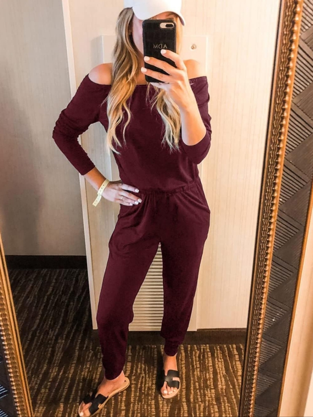 PRETTYGARDEN Jumpsuit Casual 2026 Long Sleeve Off Shoulder COLOR RUST! Sz M